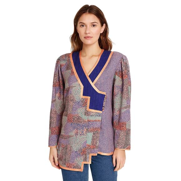 Vintage 1980s Maggie Shepherd Australia Tunic Blouse Asymmetrical Top M oversize - Picture 1 of 10